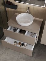 Тумба с раковиной Orange Line 80 Li-80TuLMDF+B07-420W подвесная Латте матовый — фото 4, Тумбы с раковиной