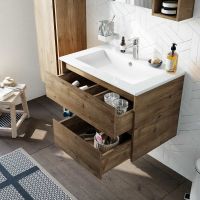 Тумба с раковиной STWORKI Карлстад 75 418862 подвесная Дуб рустикальный — фото 3, Тумбы с раковиной