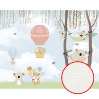 Фреска детская Ortograf Для самых маленьких 33735 Фактура флок FLK Флизелин (3,4*2,7) Голубой/Разноцветный, Животные/Воздушные шары — фото 1, Фрески