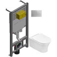 Комплект унитаза с инсталляцией Jacob Delafon Aleo E21730RU-00 с сиденьем Микролифт и клавишей смыва Хром — фото 1, Комплекты унитаз + инсталляция