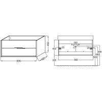 Тумба под раковину Jacob Delafon Vivienne 100 EB1585-N18-S40 подвесная Белая Серая — фото 3, Мебель для ванной