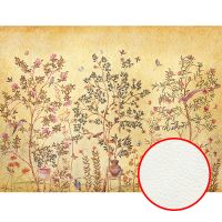 Фреска Ortograf Silver&Gold 32812 Фактура флок FLK Флизелин (3,6*2,7) Желтый/Разноцветный, Деревья/Цветы/Птицы — фото 1, Фрески