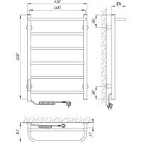 Электрический полотенцесушитель Laris Прайм ЧКЧ П6 400x600 L 73207592 Черный муар — фото 10, Электрические полотенцесушители
