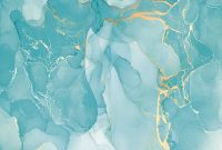 Фреска Ortograf Fluid art 34040 Фактура флок FLK Флизелин (4*2,7) Бирюзовый/Золото, Абстракция — фото 2, Фрески