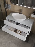 Товар: Тумба с раковиной Orange Otto 100 Ot-100TuGLASS+G56 Белая - фото 3 Тумба с раковиной Orange Otto 100 Ot-100TuGLASS+G56 Белая — фото 3, Мебель для ванной