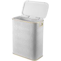 Товар: Корзина для белья Geralis KWG-B Croco Белая, кант Золото, стандартная - фото 2 Корзина для белья Geralis KWG-B Croco Белая, кант Золото, стандартная — фото 2, Корзины для белья