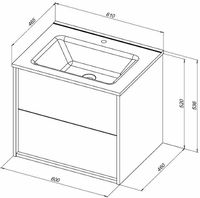 Тумба под раковину Aquanet Lino 60 Flat 287541 подвесная Дуб Веллингтон — фото 6, Тумбы под раковину