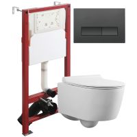 Комплект унитаза с инсталляцией Agger ATI05100+APB244 с сиденьем Микролифт и Черной матовой клавишей смыва — фото 1, Комплекты унитаз + инсталляция