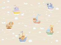 Фреска детская Ortograf Little Friends 34393 Фактура флок FLK Флизелин (4*3) Бежевый/Разноцветный, Животные/Корабли — фото 2, Фрески