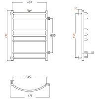 Водяной полотенцесушитель Тругор Приоритет ПМ 3 60x80 Хром — фото 2, Водяные полотенцесушители