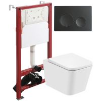 Комплект унитаза с инсталляцией Agger ATI08100+APB144 с сиденьем Микролифт и Черной матовой клавишей смыва — фото 1, Комплекты унитаз + инсталляция