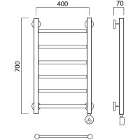 Электрический полотенцесушитель Aquanerzh Прямая 000-10A7040_R Хром — фото 2, Электрические полотенцесушители