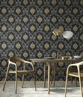 Обои Emiliana Parati Damasco Reale 73424 Винил на флизелине (1,06*10,05) Черный/Голубой/Золото, Дамаск — фото 4, Обои для стен