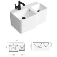 Раковина Ceruttispa Double Bella 65 CT9703 двойная Белая — фото 3, Раковины подвесные