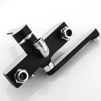 Товар: Душевая система Frap F2442 Черная матовая Хром - фото 2 Душевая система Frap F2442 Черная матовая Хром — фото 2, Душевые стойки