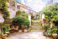 Фреска Ortograf Городской пейзаж 6521 Фактура бархат FX Флизелин (4*2,7) Бежевый/Зеленый, Город/Пейзаж — фото 2, Фрески