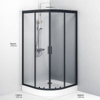 Душевой уголок AM.PM Gem 100х100 W90G-401-100BT профиль Черный матовый стекло прозрачное — фото 7, Душевые уголки четверть круга