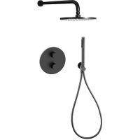 Душевая система Paffoni Light KITLIQ018NO с термостатом Черная матовая — фото 1, Встраиваемые душевые комплекты