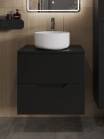 Товар: Тумба с раковиной Orange Line 60 Li-60TubMDF+B07-345W подвесная Черная матовая - фото 3 Тумба с раковиной Orange Line 60 Li-60TubMDF+B07-345W подвесная Черная матовая — фото 3, Мебель для ванной