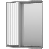 Зеркало со шкафом Brevita Balaton 65 L BAL-04065-01-01Л с подсветкой Белое матовое Серое матовое — фото 1, Зеркальные шкафы в ванную