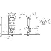 Комплект унитаза с инсталляцией Vitra S50 Rim-Ex 9003B003-7201 с сиденьем Микролифт и клавишей смыва Хром глянцевый — фото 18, Комплекты унитаз + инсталляция