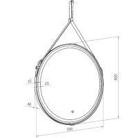 Зеркало Континент Millenium Brown D 500 ЗЛП95 с подсветкой с сенсорным выключателем на ремне из натуральной кожи — фото 18, Зеркала в ванную комнату