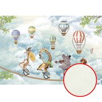 Фреска детская Ortograf Для самых маленьких 33694 Фактура флок FLK Флизелин (4*2,7) Голубой/Разноцветный, Животные/Воздушные шары — фото 1, Фрески