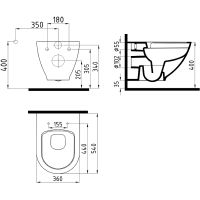Унитаз биде beWash Granville HRKA054H1VE0W5SZ0 подвесной с сиденьем Микролифт — фото 4, Унитазы