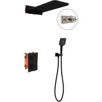 Душевая система Vincea VSFW-103TMB с термостатом Черная матовая — фото 1, Встраиваемые душевые комплекты