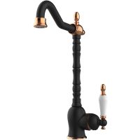 Смеситель для кухни GPD Retro Colored MTE180-S-R Черный матовый Розовое золото — фото 1, Смесители