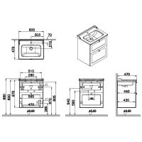 Тумба с раковиной Vitra Root Classic 60 68848 подвесная Белая матовая — фото 3, Тумбы с раковиной