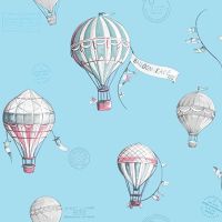 Обои детские Andrea Rossi Kids Land 54279-3 Винил на флизелине (1,06*10,05) Голубой, Воздушные шары — фото 1, Обои для стен