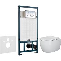 Комплект унитаза Ceramicanova Play CN3001 с сиденьем Микролифт и инсталляцией WeltWasser WW Marberg 507 10000005949+10000005952 с клавишей смыва Хром глянцевый — фото 1, Комплекты унитаз + инсталляция