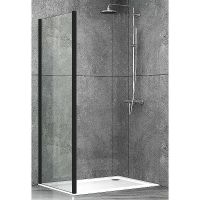 Душевая стенка Abber S90B 90x190 профиль Черный стекло прозрачное — фото 1, Боковые стенки