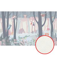 Фреска детская Ortograf Little Friends 34420 Фактура флок FLK Флизелин (5*3) Зеленый/Серый/Розовый, Деревья/Животные — фото 1, Фрески