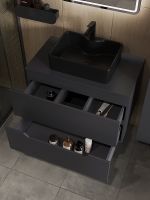 Тумба с раковиной Orange Line 80 Li-80TugMDF+B01-475MB подвесная Графит матовый — фото 4, Мебель для ванной