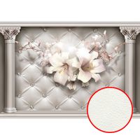 Фреска Ortograf 3D 6662 Фактура флок FLK Флизелин (3,15*2,2) Серый/Розовый, Интерьер/Цветы арт-6662 (флок FLK) — фото 1, Фрески