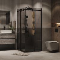 Душевой уголок Grossman Classic 80х80 300.K33.04.8080.21.10 профиль Черный матовый стекло тонированное — фото 1, Квадратные душевые уголки