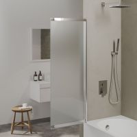 Шторка на ванну Berges River S Slider 98х145 065021 профиль Хром стекло матовое — фото 3, Неподвижные шторки для ванной