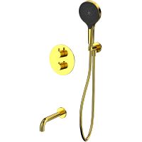 Смеситель для ванны Whitecross Y gold YSET10TOPGL с термостатом Золото — фото 1, Смесители