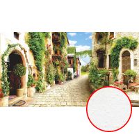 Фреска Ortograf Городской пейзаж 6505 Фактура бархат FX Флизелин (5*2,7) Бежевый/Зеленый, Город/Цветы — фото 1, Фрески