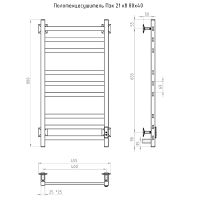 Электрический полотенцесушитель Тругор ПЭК 21кв СП 80x40 Черный — фото 3, Электрические полотенцесушители