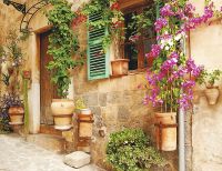 Фреска Ortograf Городской пейзаж 4124 Фактура бархат FX Флизелин (3,5*2,7) Бежевый/Зеленый/Розовый, Город/Цветы — фото 2, Фрески