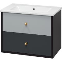 Тумба с раковиной Brevita 50 Shades of Grey Кристиан 80 УТ000014240 подвесная Черная матовая Серая матовая — фото 1, Тумбы с раковиной