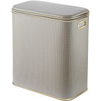 Корзина для белья Geralis RWG-M Ромб Белая, кант Золото, малая — фото 1, Корзины для белья