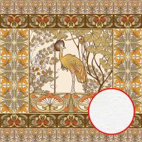 Фреска Ortograf Arabesque 33456 Фактура бархат FX Флизелин (2*2) Бежевый/Оранжевый, Птицы/Орнамент арт-33456 (бархат FX) — фото 1, Фрески