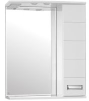Зеркало со шкафом Style Line Ирис 65 С с подсветкой Белый глянец — фото 1, Зеркальные шкафы в ванную