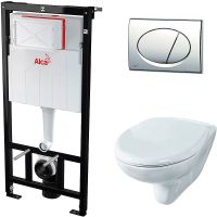 Комплект унитаза Rosa Элеганс Люкс Вн УнБ32 4620008195438 с инсталляцией Alcaplast Sadromodul AM101/1120-3:1 RU M71-0001 с сиденьем Микролифт и клавишей смыва Хром — фото 1, Комплекты унитаз + инсталляция