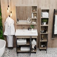 Тумба под раковину Onika Тимбер 80.10 108046 Серый матовый Дуб сонома — фото 5, Мебель для ванной