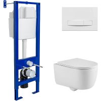 Комплект унитаза Berges Tornas с инсталляцией Atom Line 410 043328 с сиденьем Микролифт и Белой клавишей смыва — фото 1, Комплекты унитаз + инсталляция